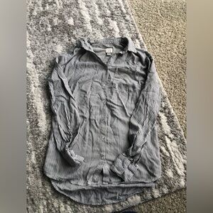 Office Siren Black and White Striped Blouse Women’s XS